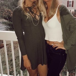 2 for $20🌟Olive Green Cross Tie Dress Size M